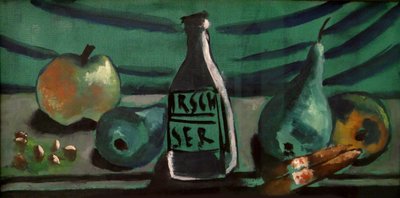 Nature morte à la pomme et à la poire (Nature morte à la bouteille de kirsch) - Max Beckmann