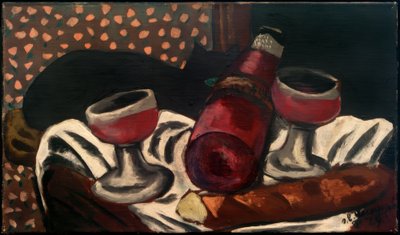 Nature morte avec verres à vin et chat - Max Beckmann