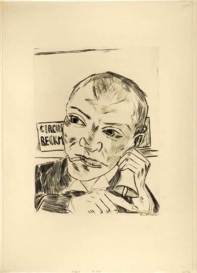 Le Bonimenteur (Autoportrait), planche une de Jahrmarkt - Max Beckmann