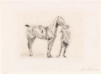 Homme avec cheval de selle - Max Liebermann (signed by artist)