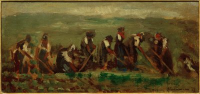 Travailleurs dans un champ de betteraves - Étude de composition - Max Liebermann