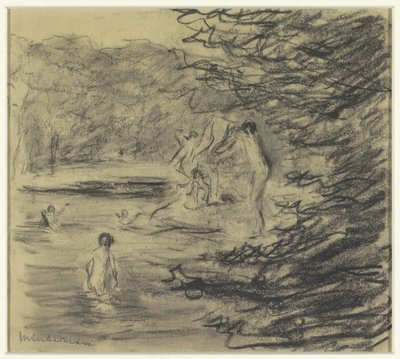 Garçons se baignant dans un étang forestier - Max Liebermann