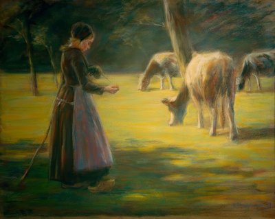 Bergère filant au soleil - Max Liebermann