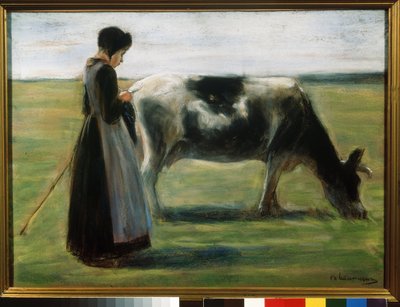 Une jeune fille avec une vache - Max Liebermann