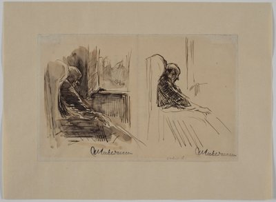 Deux portraits de son père, Louis Liebermann, dans un fauteuil - Max Liebermann