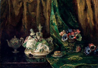Nature morte avec porcelaine et fleurs, 20e siècle - Max Müller