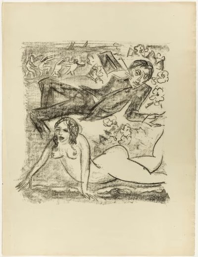 Cléopâtre et le poète, page arrière de la bannière tirée de The Samland Ode - Max Pechstein