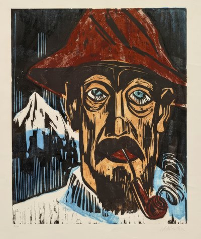 Homme avec pipe  - Max Pechstein