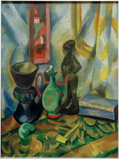 Nature morte avec vase, cruche mauresque et figurine en bois - Max Pechstein
