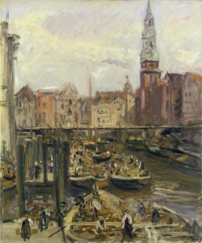 Marché flottant sur un canal à Hambourg, 1905 - Max Slevogt