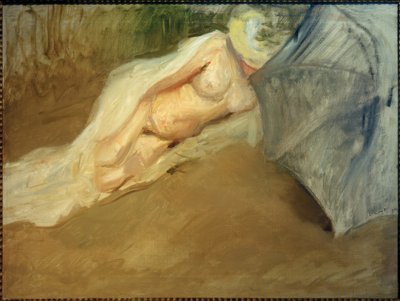 Nu couché avec parasol - Max Slevogt