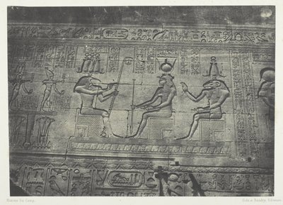 Grand Temple de Dendérah (Teutyres), Sculptures de la Façade Postérieure; Haute-Egypte, plate 19 from the album "Egypte, Nubie, Palestine et Syrie" (1852) - Maxime Du Camp