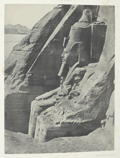 Ibsamboul, Colosse Oriental Du Spéos De Phrè, Vu De Profil; Nubie, plate 104 from the album "Egypte, Nubie, Palestine et Syrie" (1852) - Maxime Du Camp