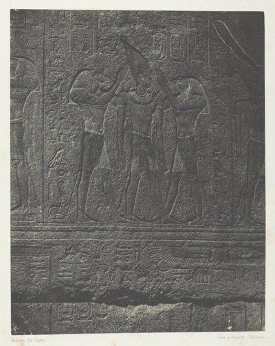 Palais de Karnak, sculptures extérieures du sanctuaire de granit; Thèbes - Maxime Du Camp