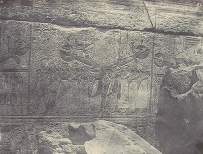Thèbes. Palais de Karnak. Sculptures extérieures du Sanctuaire de granit, 1850 - Maxime Du Camp
