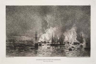 Conflagration dans le port de Bordeaux, 1869 - Maxime Lalanne