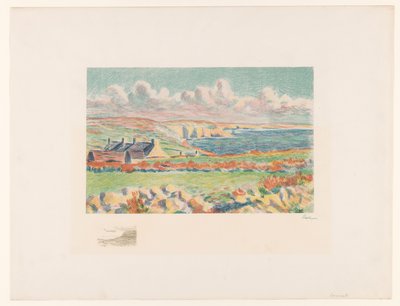 Paysage côtier avec maisons (Camaret) - Maximilien Luce (signed by artist)