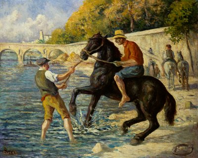 Baignade des chevaux dans la Seine, 1910 - Maximilien Luce
