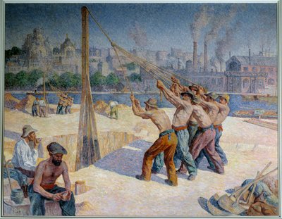 Batteurs de pieux sur le quai de la Seine à Billancourt - Maximilien Luce