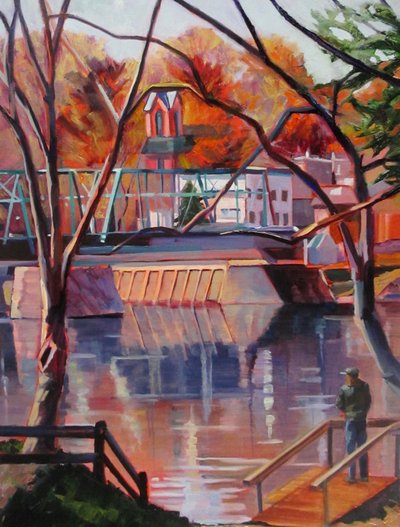 Pêcheur sur la rivière en automne - Maxine Shore