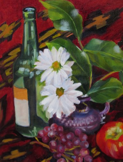 Fruits et marguerites en bouteille - Maxine Shore