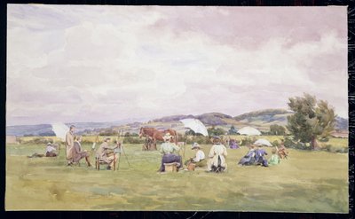 Une partie de croquis dans les Cotswolds, c.1910 - May Francis