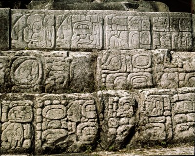 Glyphes dans la maison C, patio 2 dans le palais - Mayan