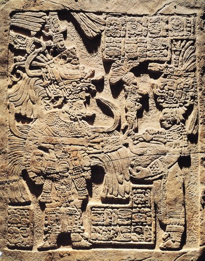 Stèle représentant un grand prêtre et une femme, de Yaxchilan - Mayan
