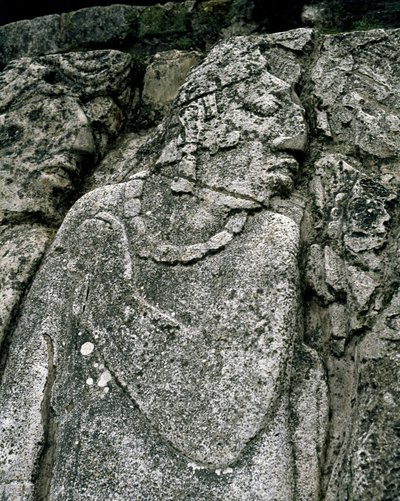 Stèle dans la maison A, patio 2 du palais - Mayan