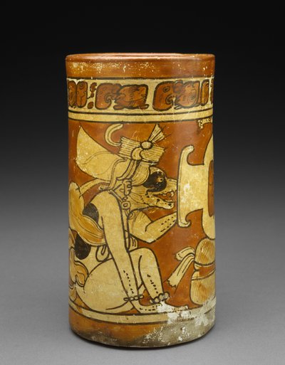 Vase avec dieux singe et chien, 600-900 après J.-C. - Mayan