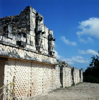 Détail de la façade arrière du Palais des Masques, Période Classique Tardive (600-900 AD) - Mayan Mayan