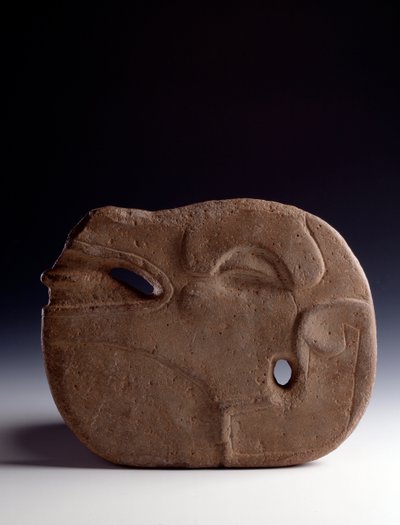 Art précolombien, civilisation maya, période classique : hache zoomorphe en pierre sculptée représentant une tête de cerf - Mayan Mayan