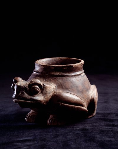 Art précolombien, civilisation maya, période classique finale : vase zoomorphe en argile en forme de grenouille (ou tortue). De La Lagunita, Quiché, Guatemala - Mayan Mayan
