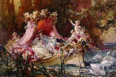 La barque des amoureux tirée par des cygnes - Maynard Brown