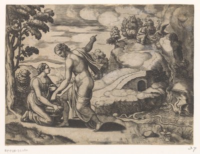 Vénus envoie Psyché à une source gardée par des dragons - Meester van de Dobbelsteen