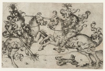 Combat entre deux hommes sauvages à cheval - Meester van het Amsterdamse Kabinet