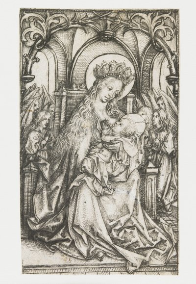 Madone trônante adorée par des anges - Meester van het Amsterdamse Kabinet