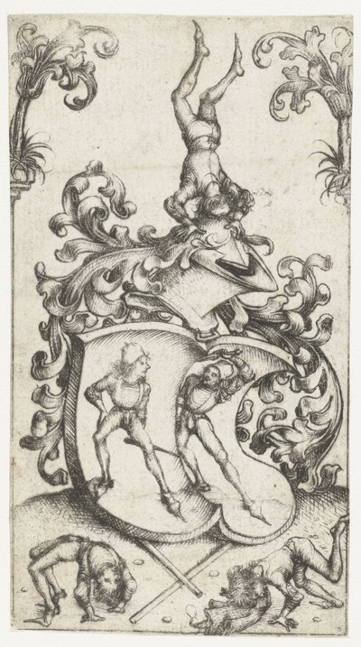 Blason avec acrobates et escrimeurs - Meester van het Amsterdamse Kabinet