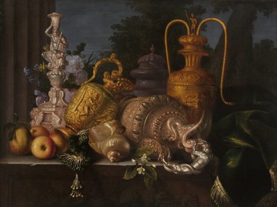 Nature morte, coquillages et orfèvrerie - Meiffren (c.1630 1705) Conte