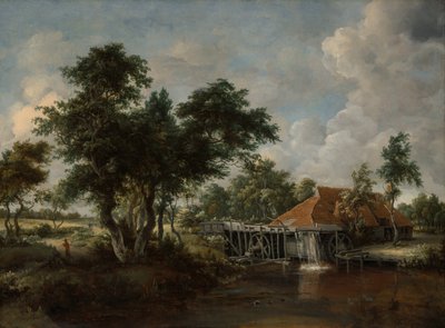 Le moulin à eau avec le grand toit rouge - Meindert Hobbema