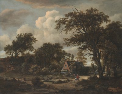 Paysage boisé avec cottage et cavalier - Meindert Hobbema