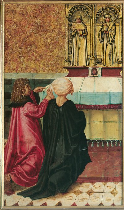 Un homme confie sa femme aux saints Cosmas et Damien - Meister der Legendenszenen