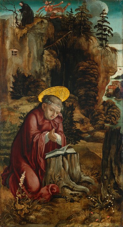 Saint Benoît devant la grotte de Subiaco - Meister des Innerochsenbacher Annenaltars