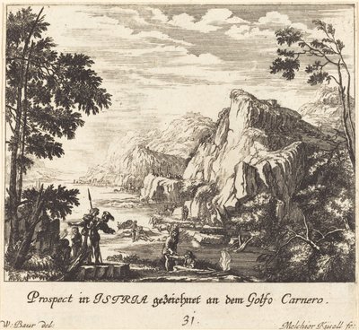 Istrie, Golfe de Carnero - Melchior Küsel after Johann Wilhelm Baur