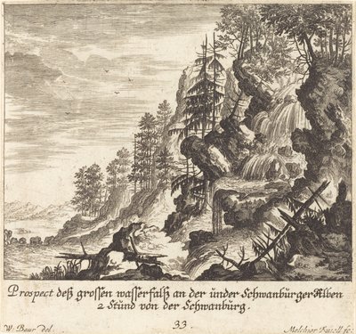 Grande Cascade, Schwanburg - Melchior Küsel after Johann Wilhelm Baur