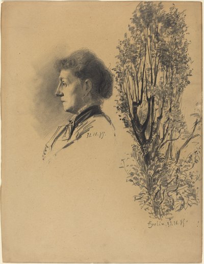 Une femme de profil et un arbre taillé en fleur - Melchior Lechter