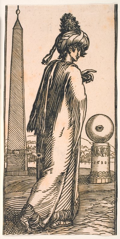 Homme sans barbe marchant vu de dos - Melchior Lorck