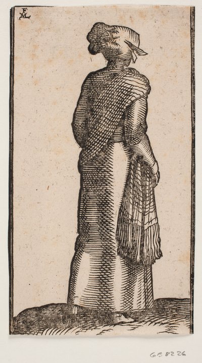 Femme, vue de dos, marchant vers la droite - Melchior Lorck