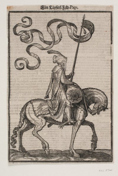 Porte-étendard monté, profil vers la droite; l