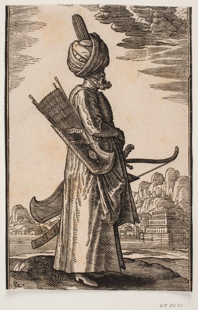 Archer debout, profil vers la droite - Melchior Lorck
